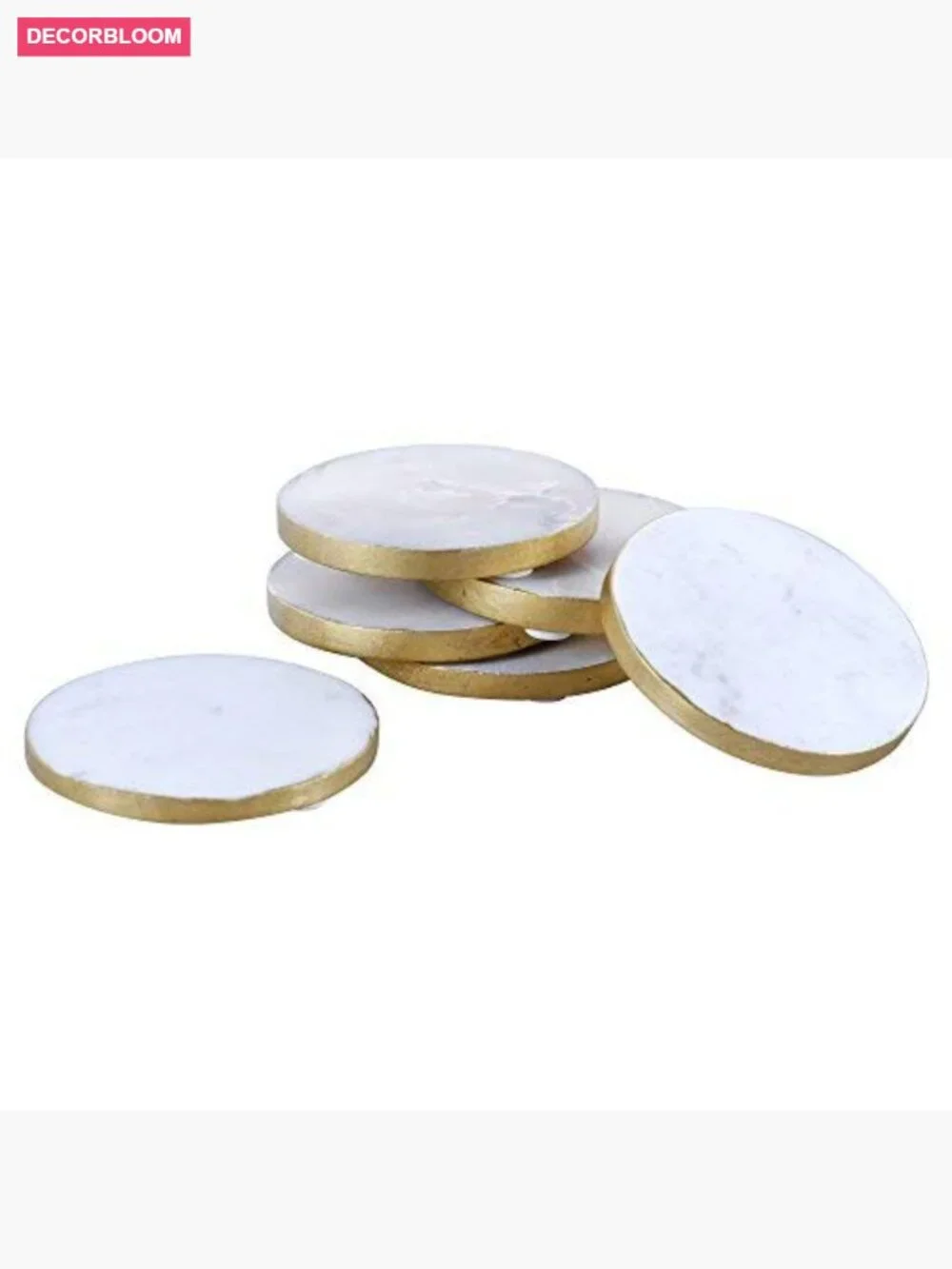 Set of 4 Handcrafted Marble Coasters with Gold Edges